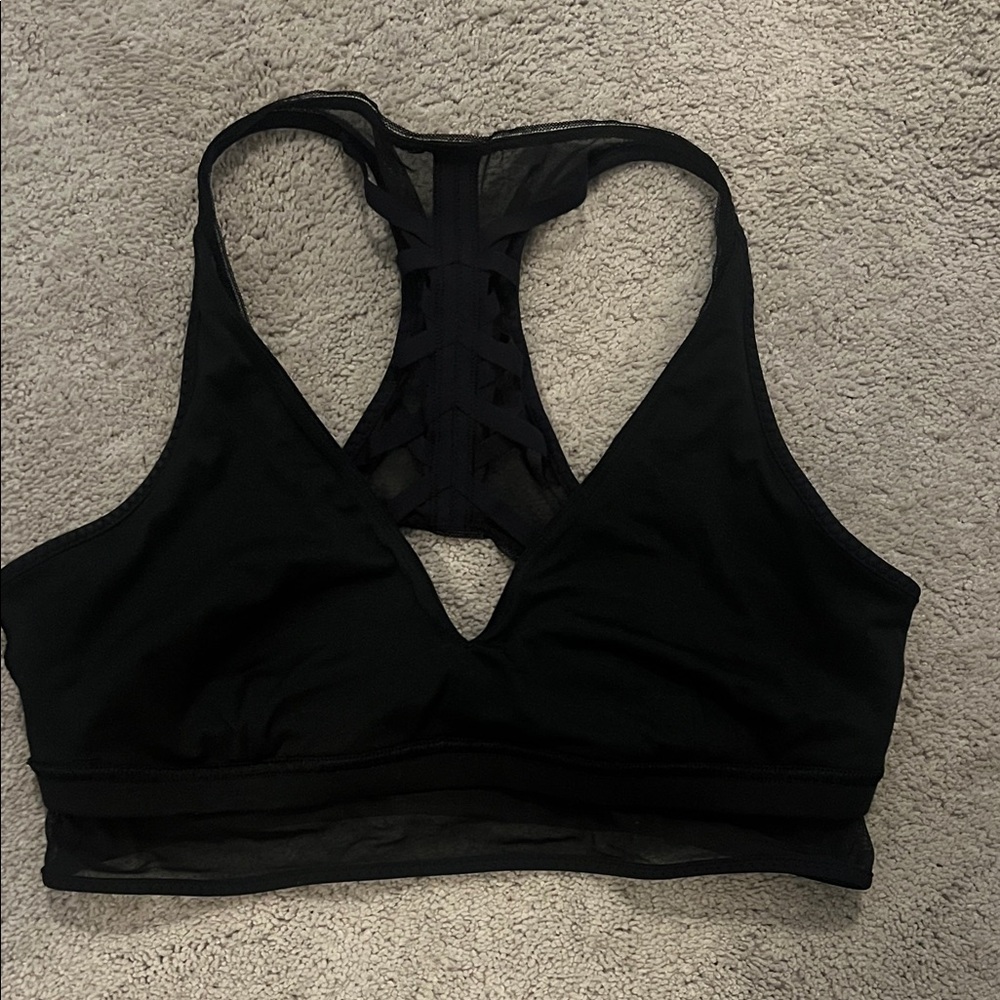 lululemon vneck mesh racerback bra black 10
